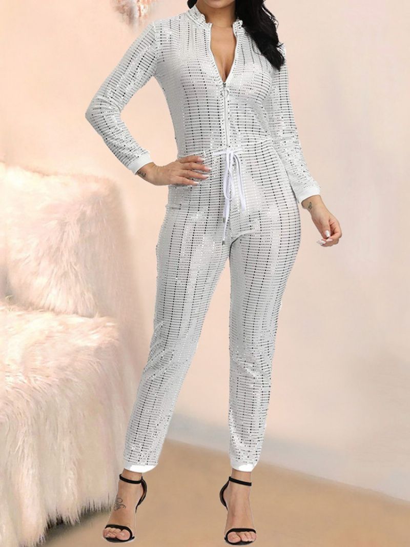 Pailletter Ankellængde Casual Skinny Jumpsuit