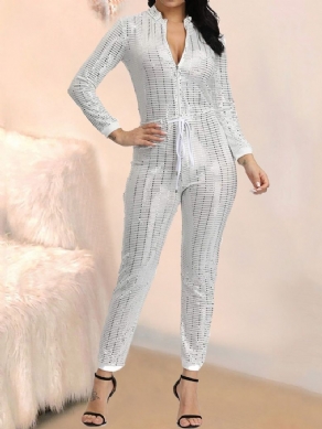 Pailletter Ankellængde Casual Skinny Jumpsuit