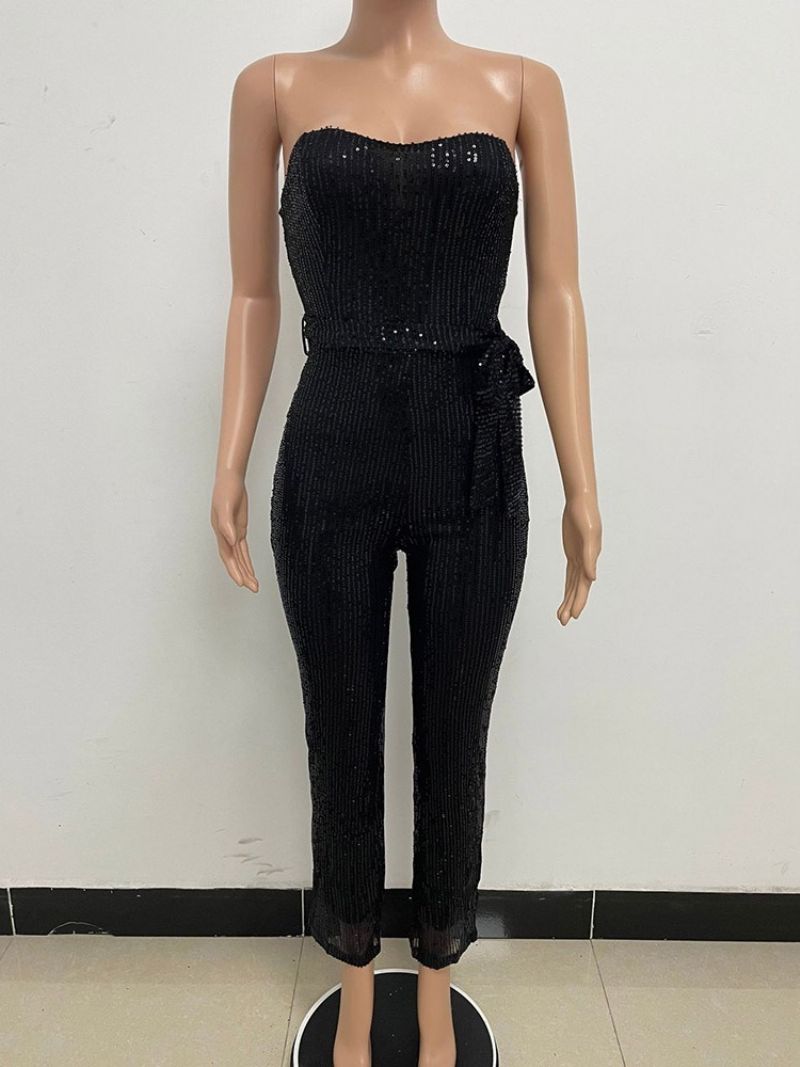 Pailletter Western Plain Højtalje Lige Jumpsuit