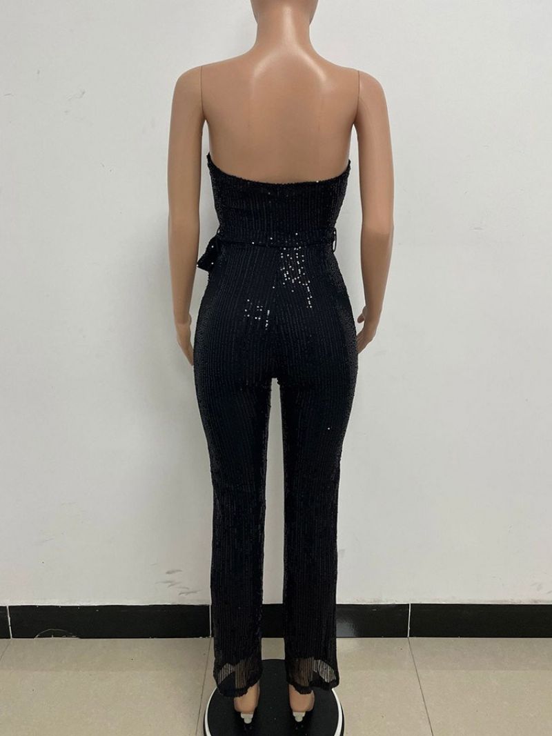 Pailletter Western Plain Højtalje Lige Jumpsuit