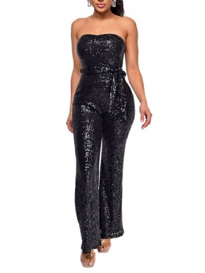 Pailletter Western Plain Højtalje Lige Jumpsuit