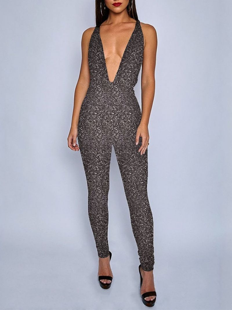 Patchwork Fuldlængde Almindelig Skinny Højtaljet Dame Jumpsuit