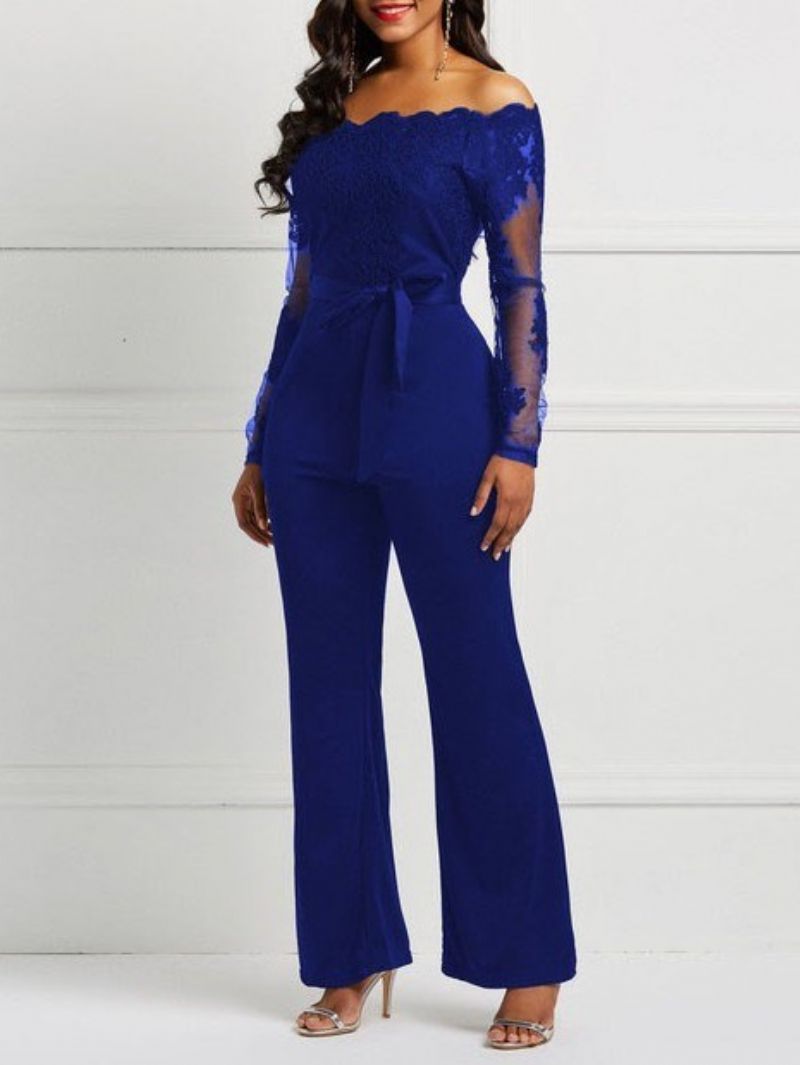 Patchwork Lace-Up Blonde Slim Brede Ben Dame Jumpsuit