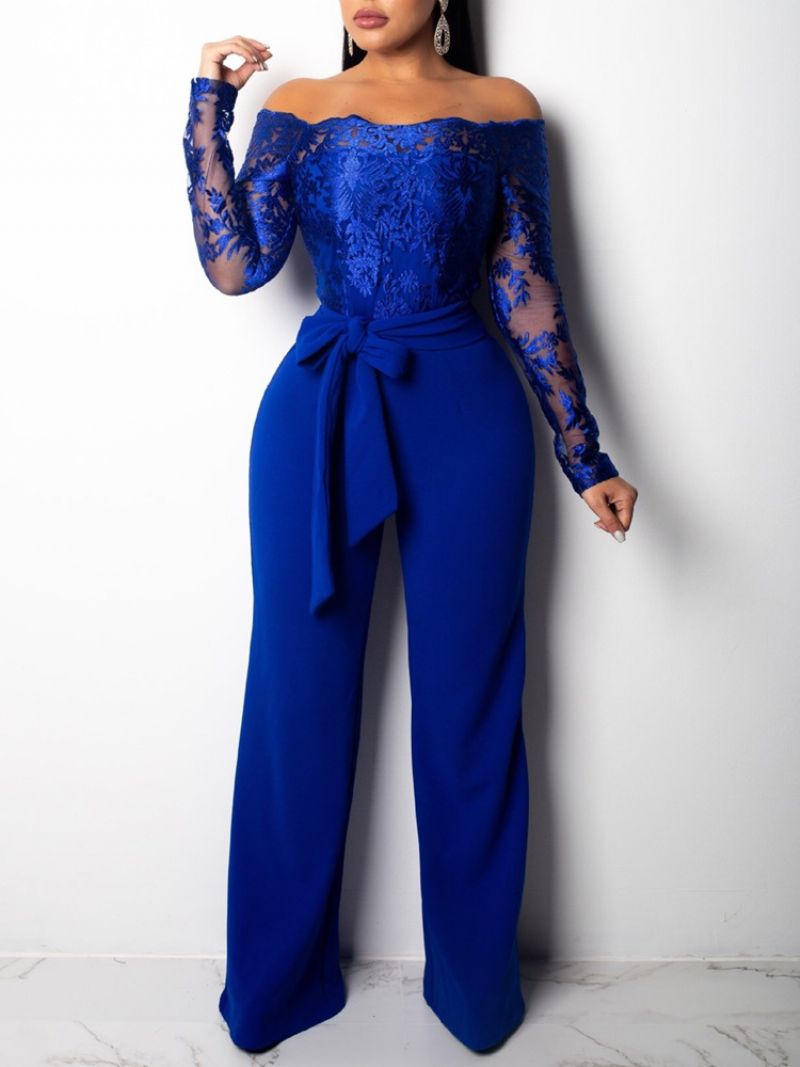 Patchwork Lace-Up Blonde Slim Brede Ben Dame Jumpsuit