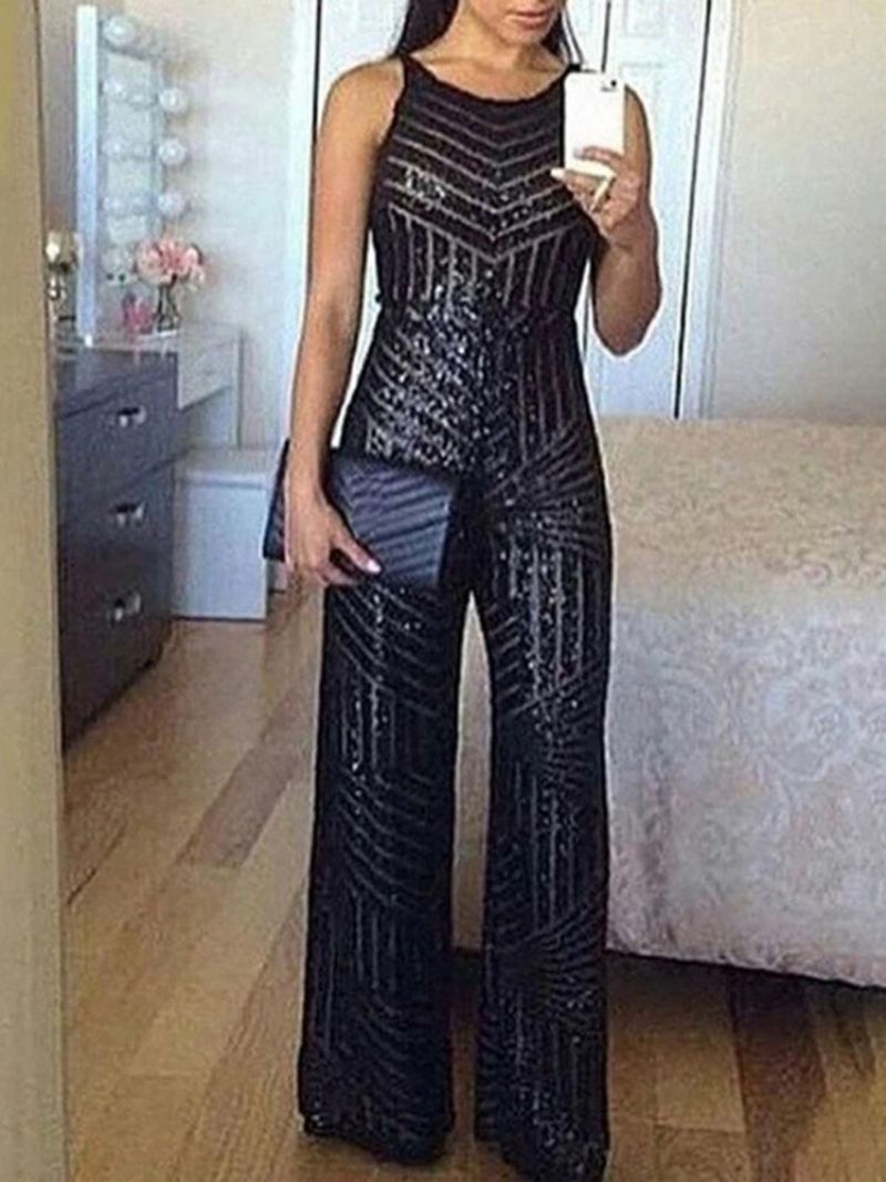 Patchwork Western Slim Straight Jumpsuit I Fuld Længde