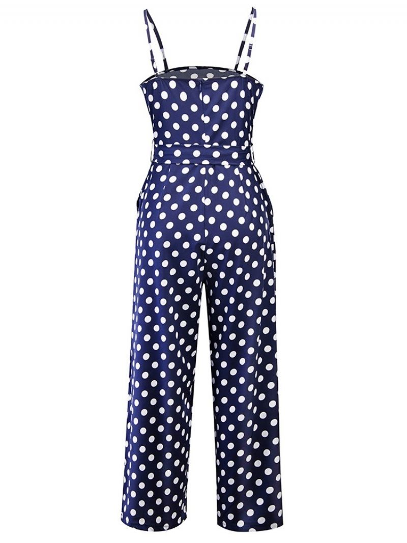 Polka Dots Bæltestrop Wide-Leg Slim Jumpsuit