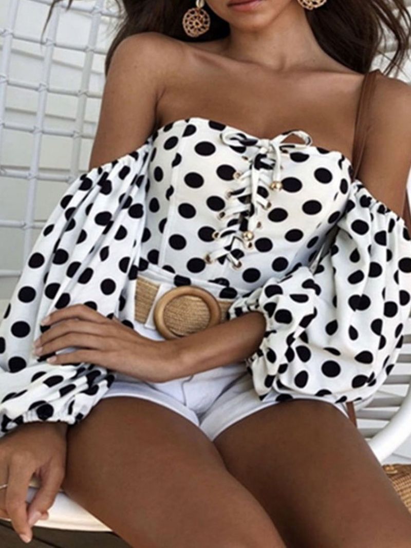 Print Shorts Polka Dots Slim Jumpsuit Til Kvinder