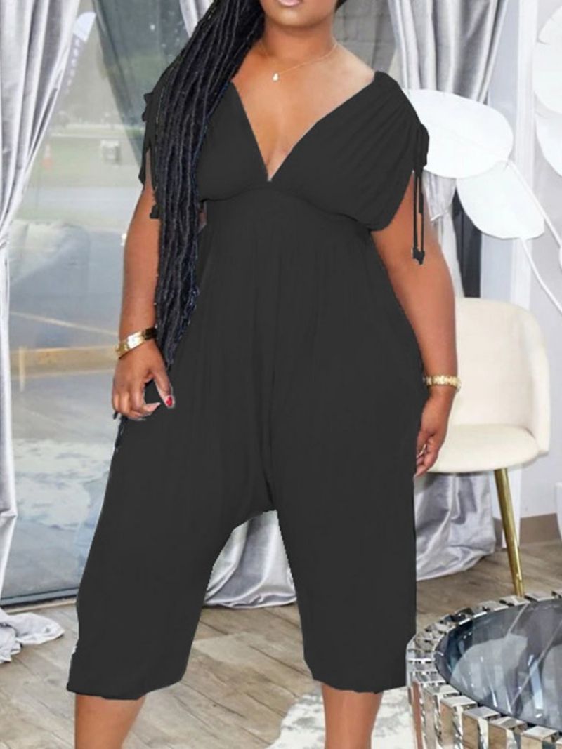 Sexet Plisseret Dame Mid-Calf Slim Jumpsuit