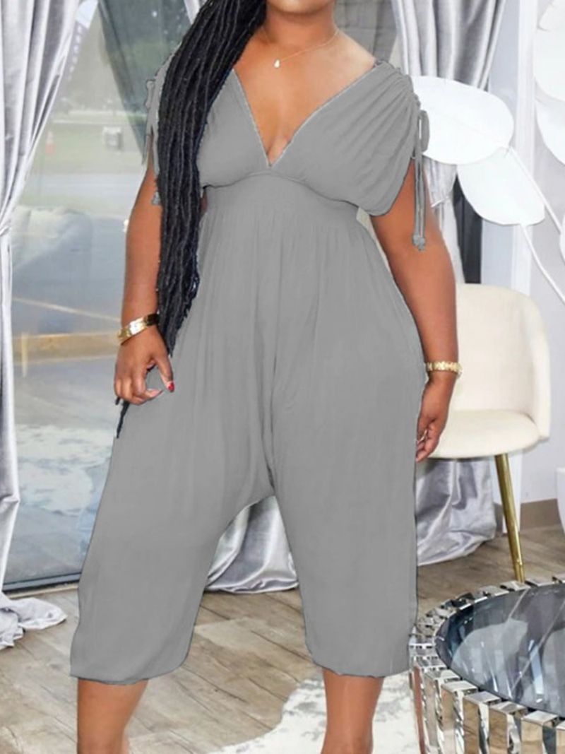 Sexet Plisseret Dame Mid-Calf Slim Jumpsuit