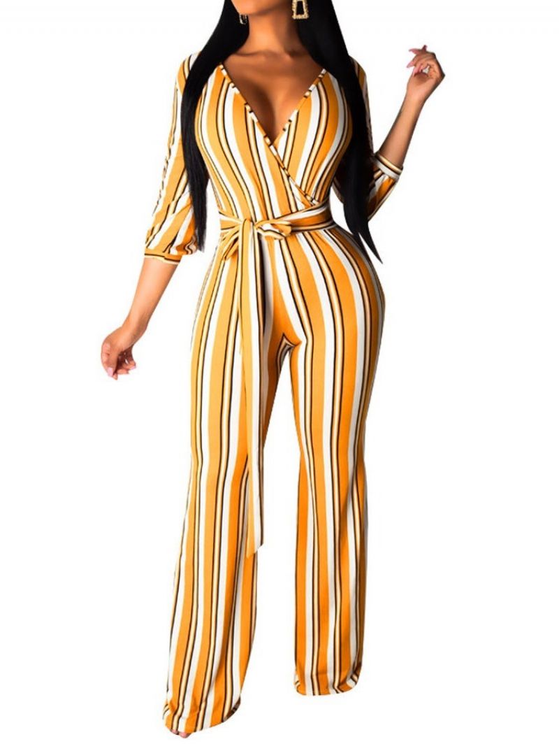 Stripe Slim Sød Jumpsuit Med Høj Talje