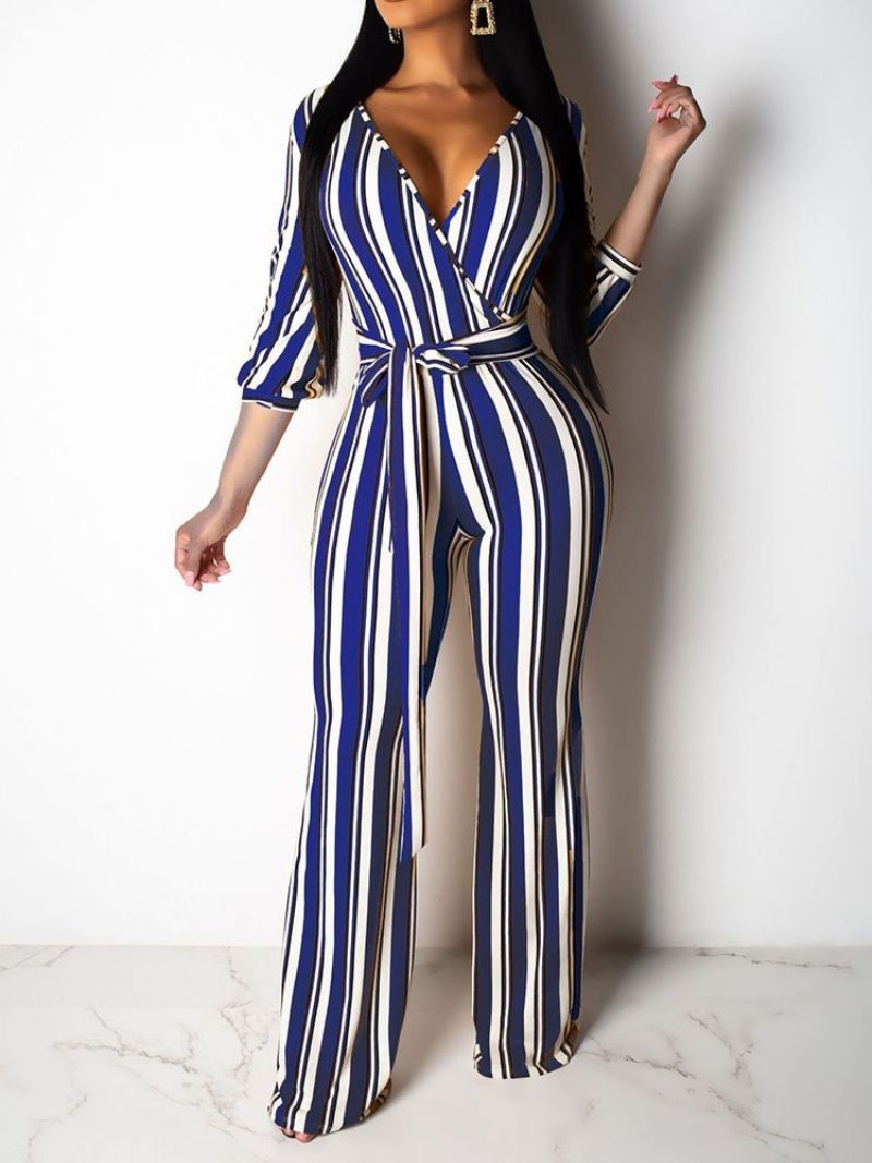 Stripe Slim Sød Jumpsuit Med Høj Talje