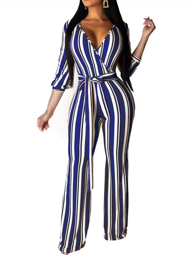 Stripe Slim Sød Jumpsuit Med Høj Talje