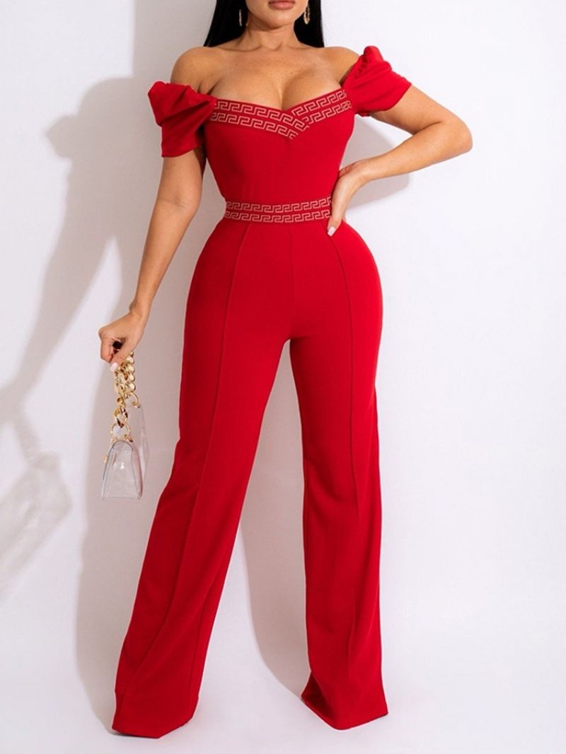 Udskriv Fuld Længde Mode Slim Straight Jumpsuit