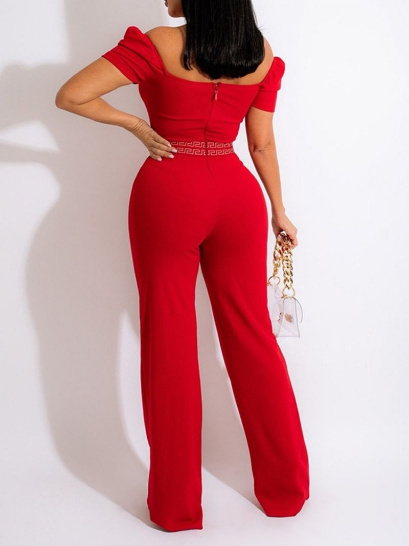 Udskriv Fuld Længde Mode Slim Straight Jumpsuit