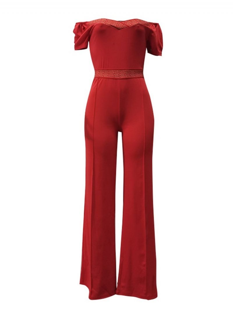 Udskriv Fuld Længde Mode Slim Straight Jumpsuit