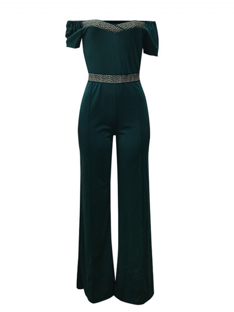 Udskriv Fuld Længde Mode Slim Straight Jumpsuit