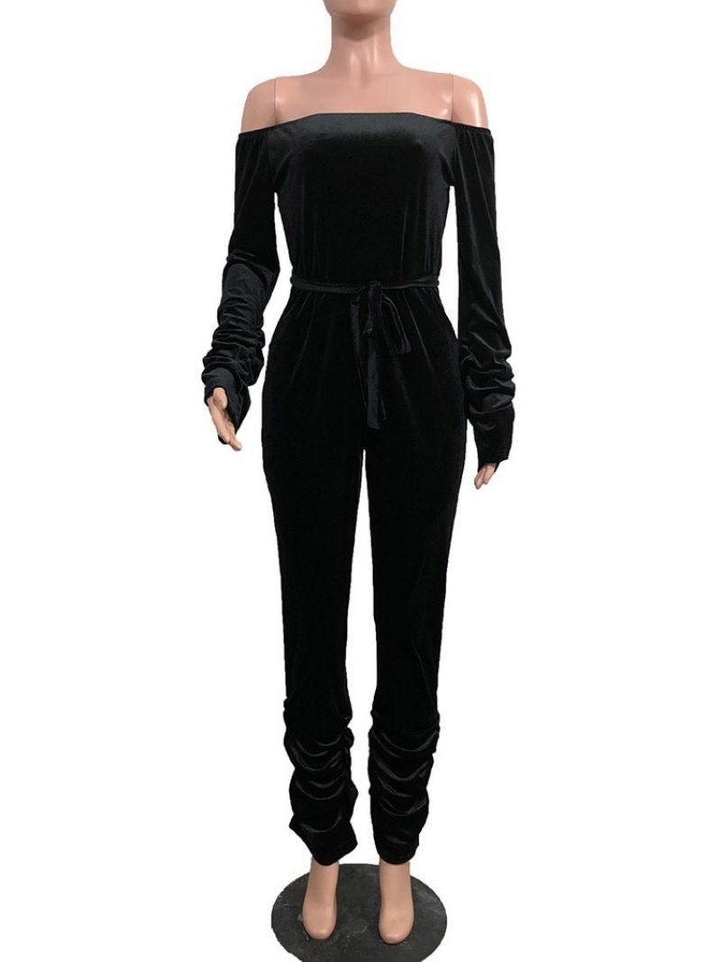 Western Bellbottoms Slim Jumpsuit Med Snørebånd I Fuld Længde