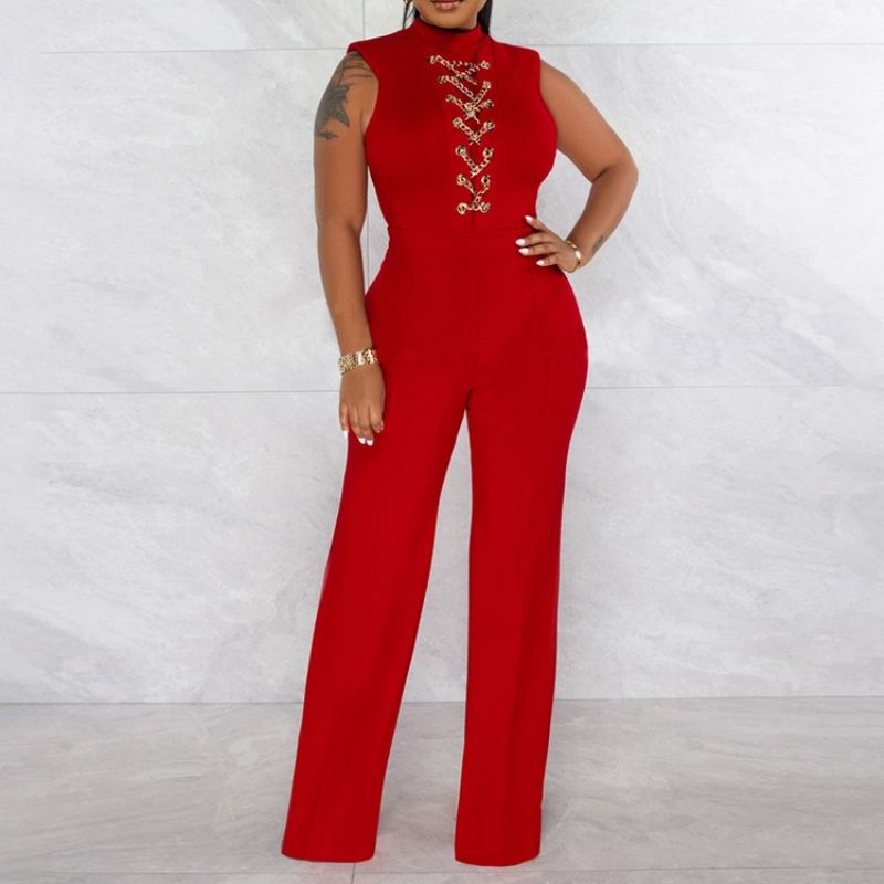 Western Fuld Længde Chain Slim Straight Jumpsuit