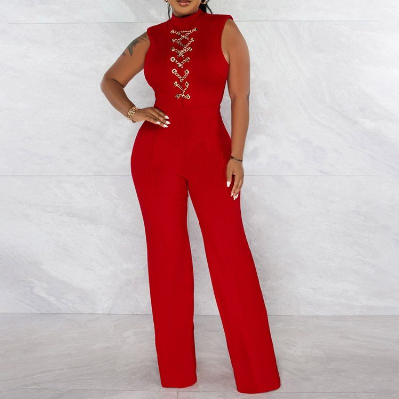 Western Fuld Længde Chain Slim Straight Jumpsuit