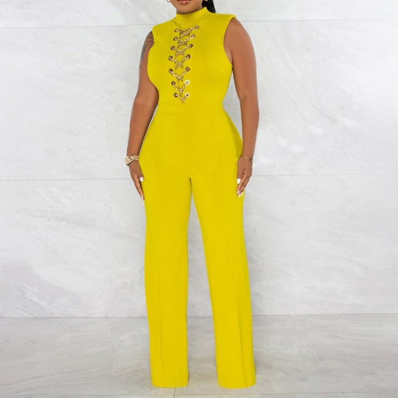 Western Fuld Længde Chain Slim Straight Jumpsuit