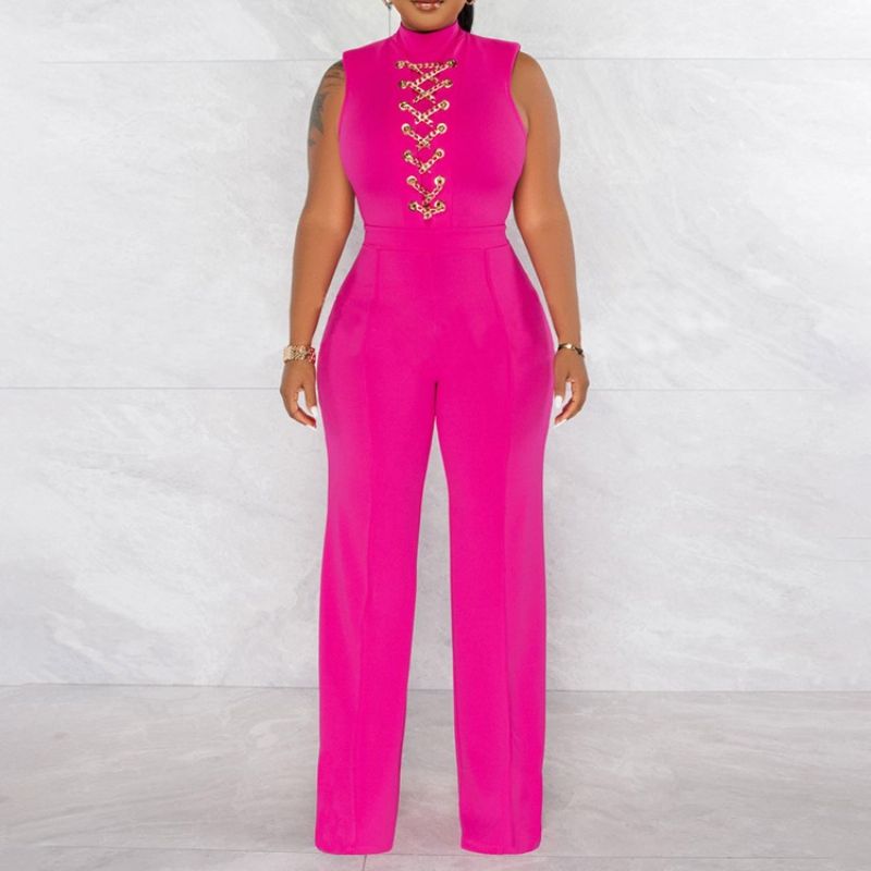 Western Fuld Længde Chain Slim Straight Jumpsuit