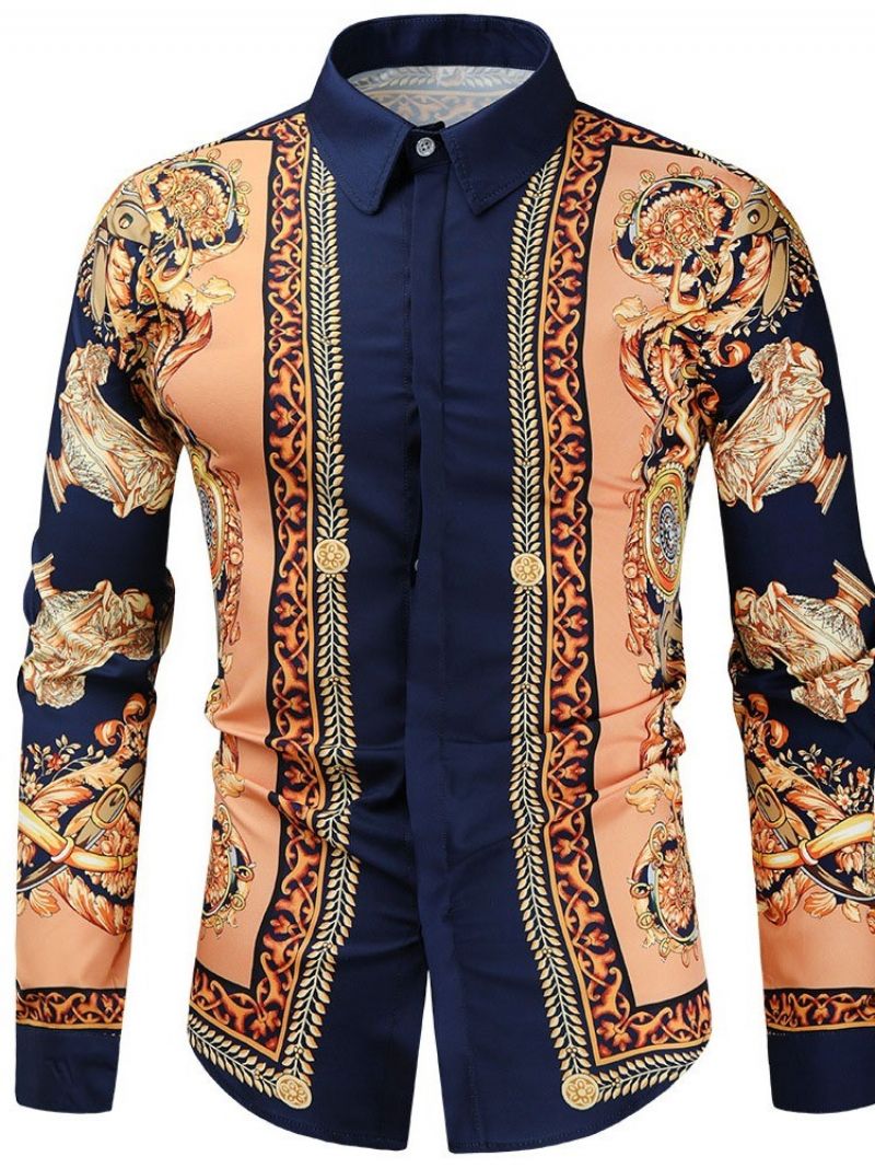 Afrikansk Dashiki Blomsterprint Lapel Single-Breasted Fall Shirt