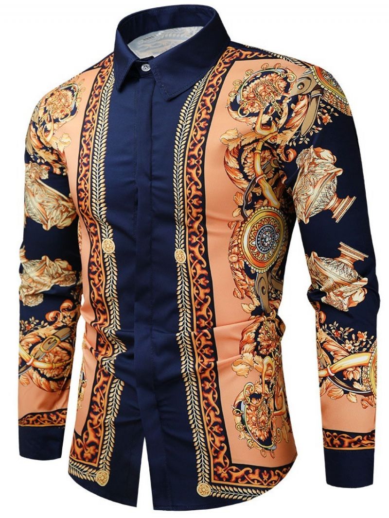 Afrikansk Dashiki Blomsterprint Lapel Single-Breasted Fall Shirt