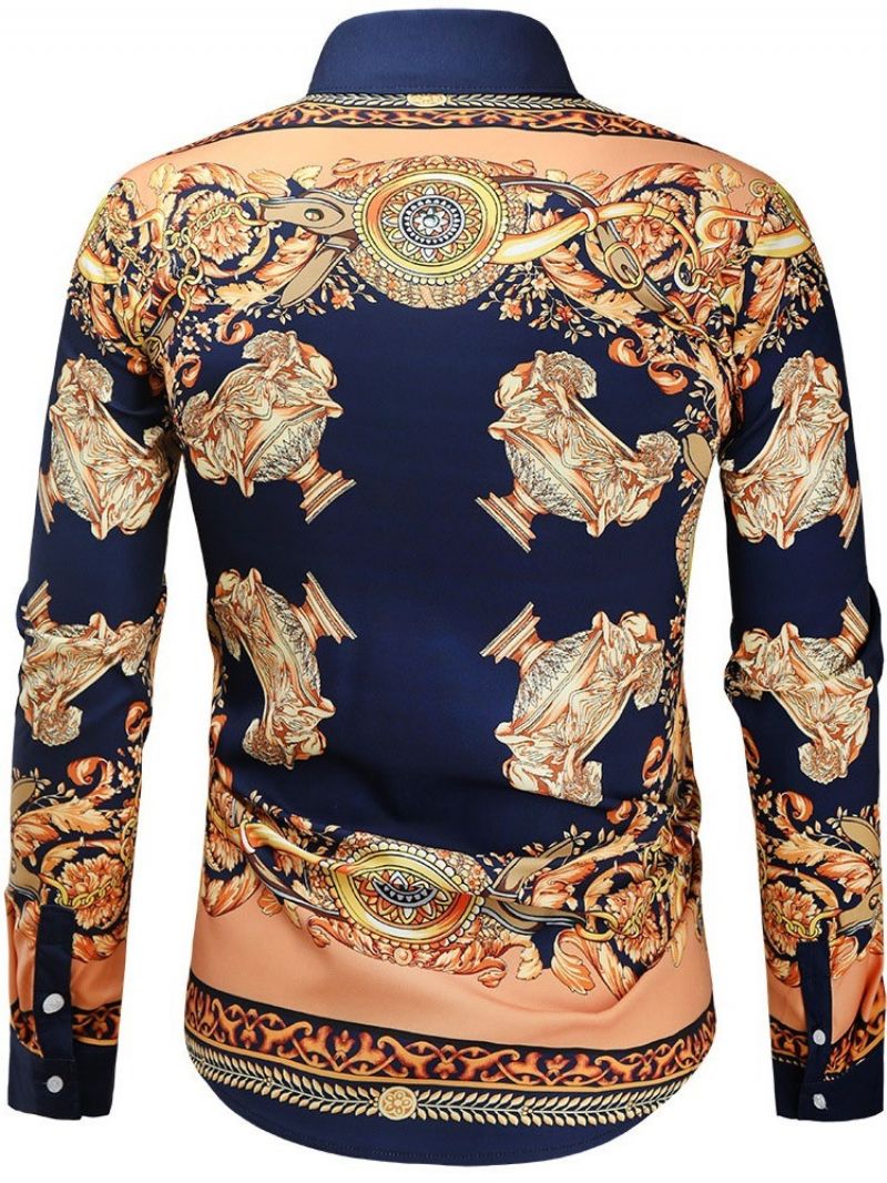 Afrikansk Dashiki Blomsterprint Lapel Single-Breasted Fall Shirt