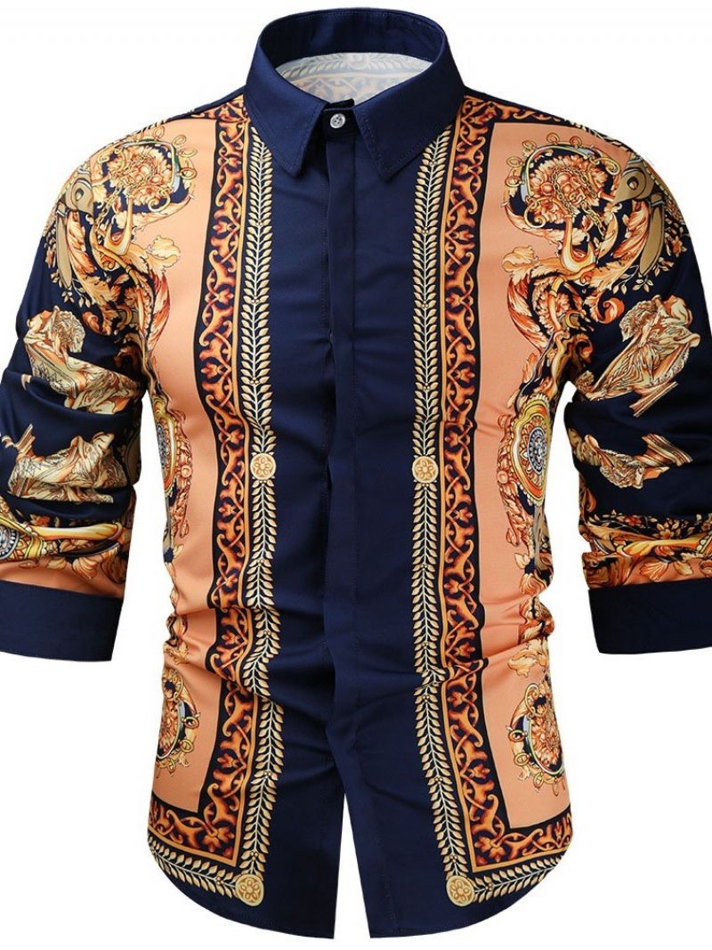 Afrikansk Dashiki Blomsterprint Lapel Single-Breasted Fall Shirt