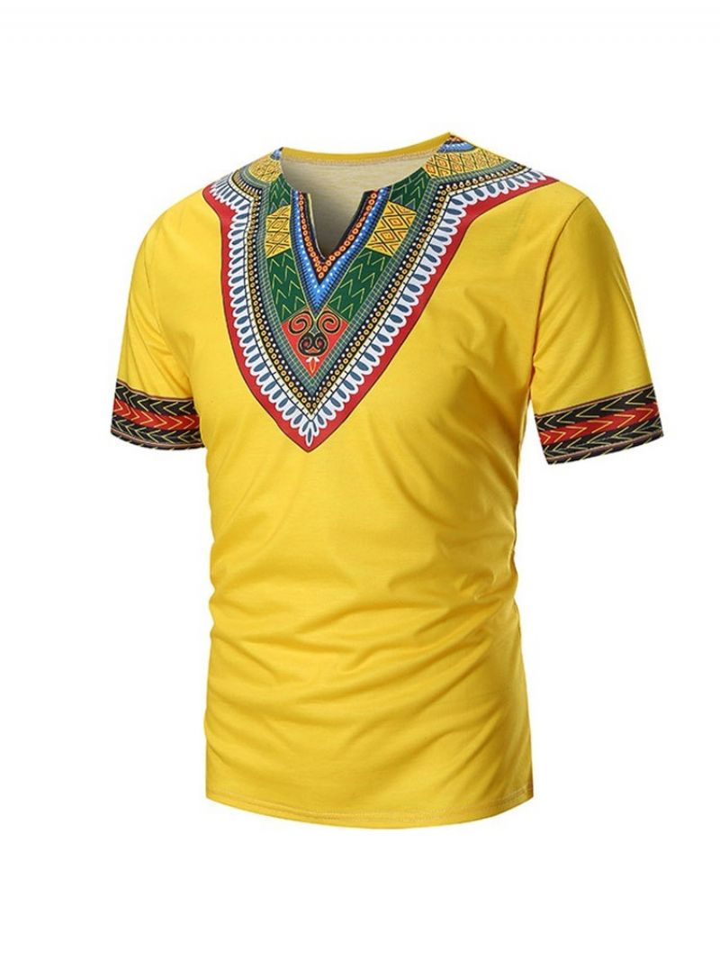 Afrikansk Mode Dashiki Etnisk Kortærmet T-Shirt Til Mænd