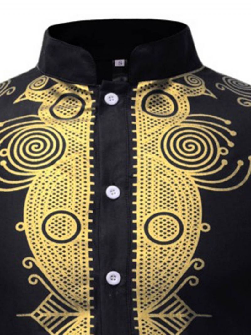 Afrikansk Mode Dashiki Print Løs Herreskjorte