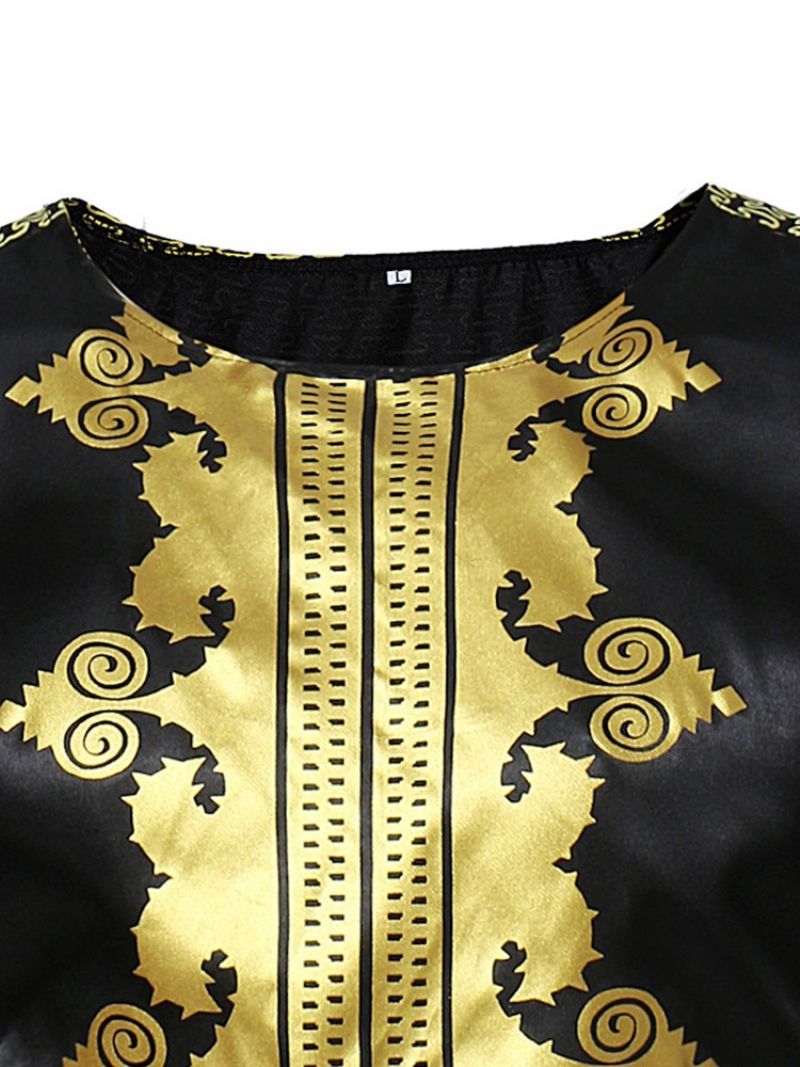 Afrikansk Mode Dashiki Printede Slanke Farveblok Herreskjorter