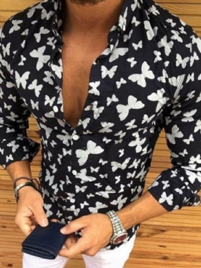 Animal Casual Lapel Sommer Slim Shirt Til Mænd