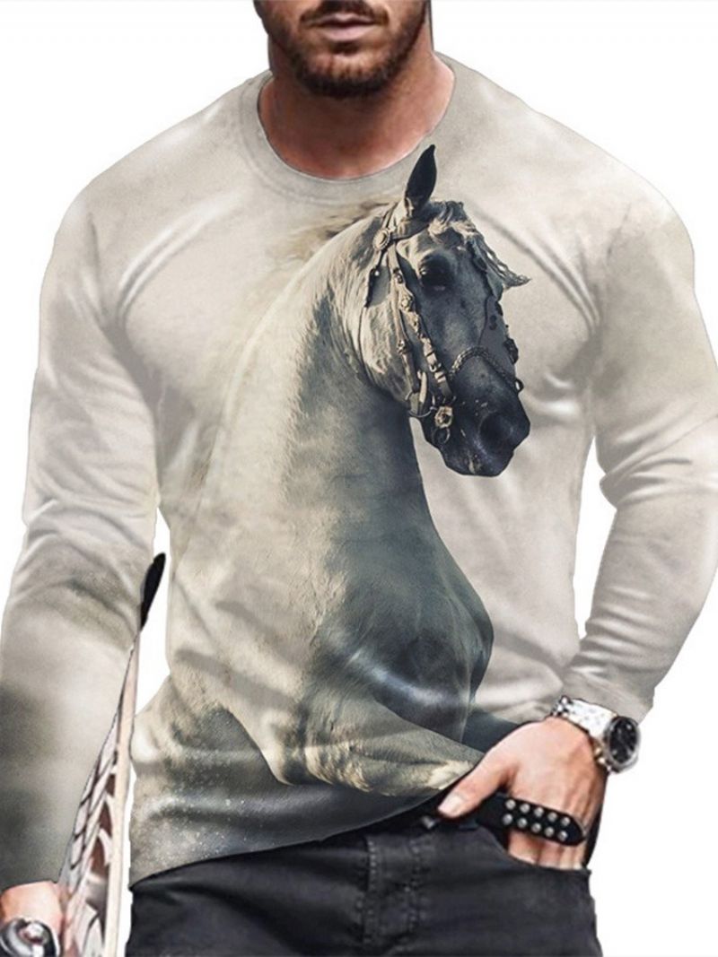 Animal Casual Print Pullover Løs T-Shirt