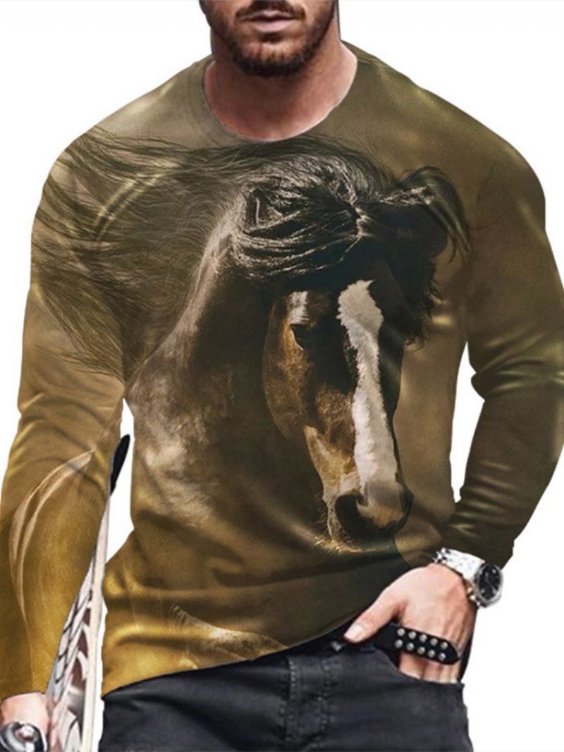 Animal Casual Print Pullover Løs T-Shirt