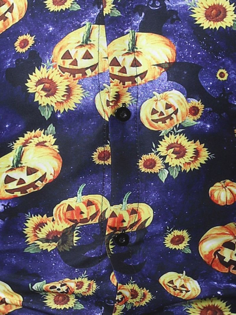 Blomster Afslappet Revers Slanke Skjorte Til Mænd Halloween Kostume