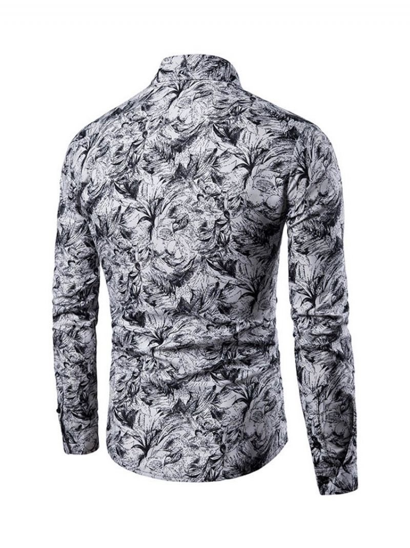 Blomsterprint Button Up Single-Breasted Mænds Fritidsskjorte