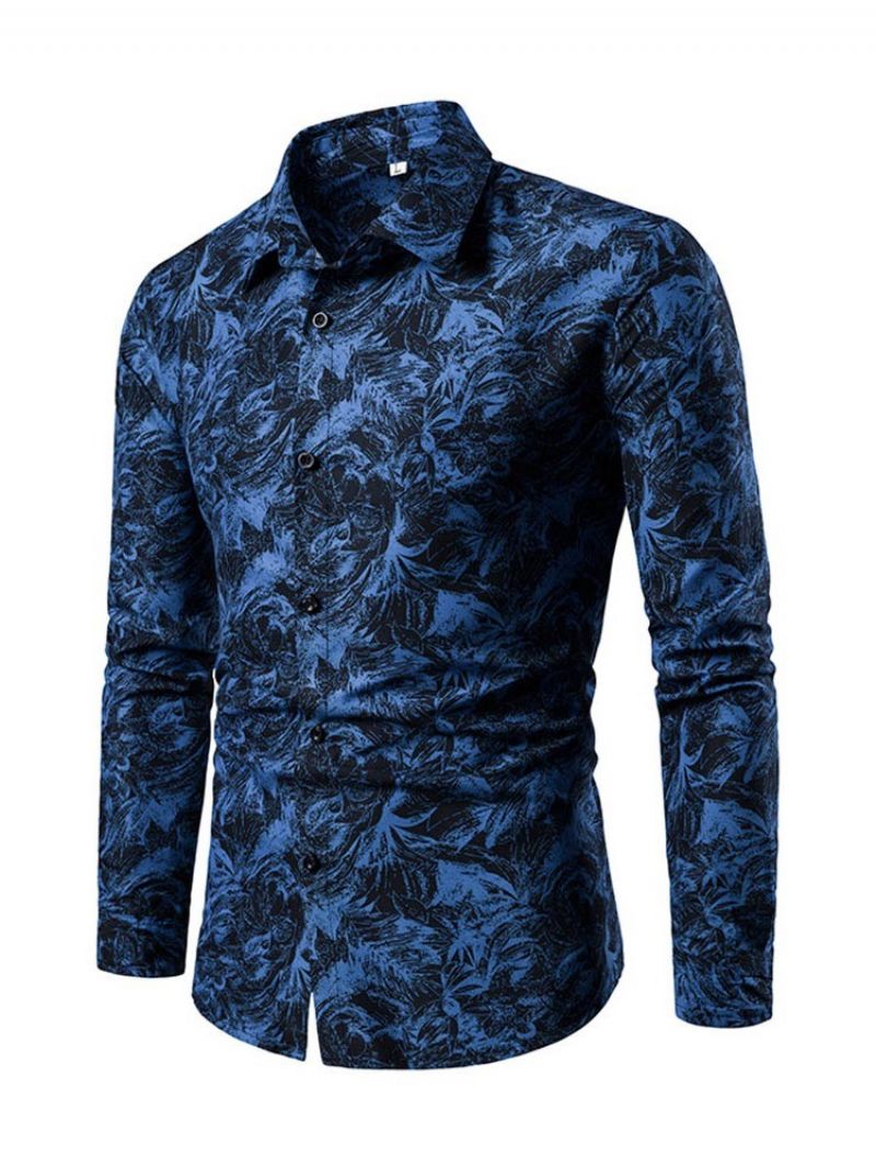 Blomsterprint Button Up Single-Breasted Mænds Fritidsskjorte