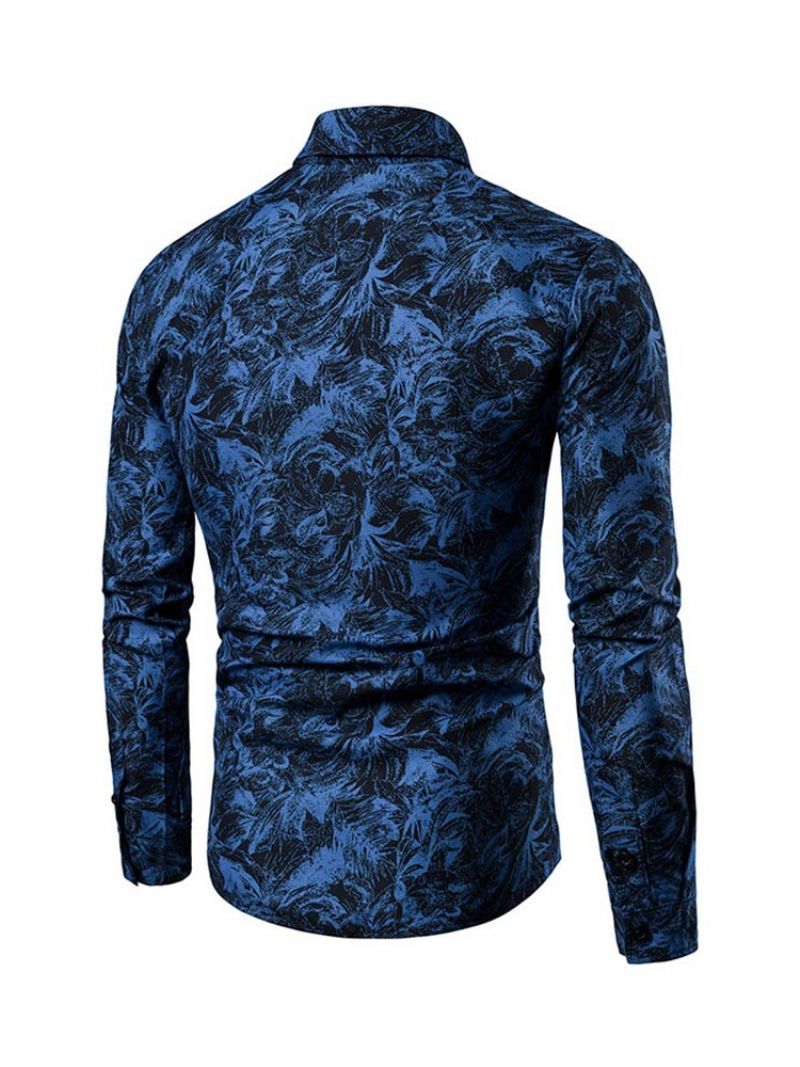 Blomsterprint Button Up Single-Breasted Mænds Fritidsskjorte