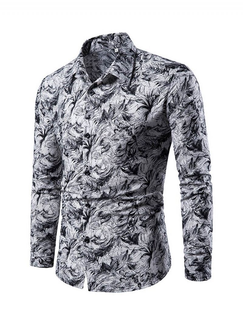 Blomsterprint Button Up Single-Breasted Mænds Fritidsskjorte