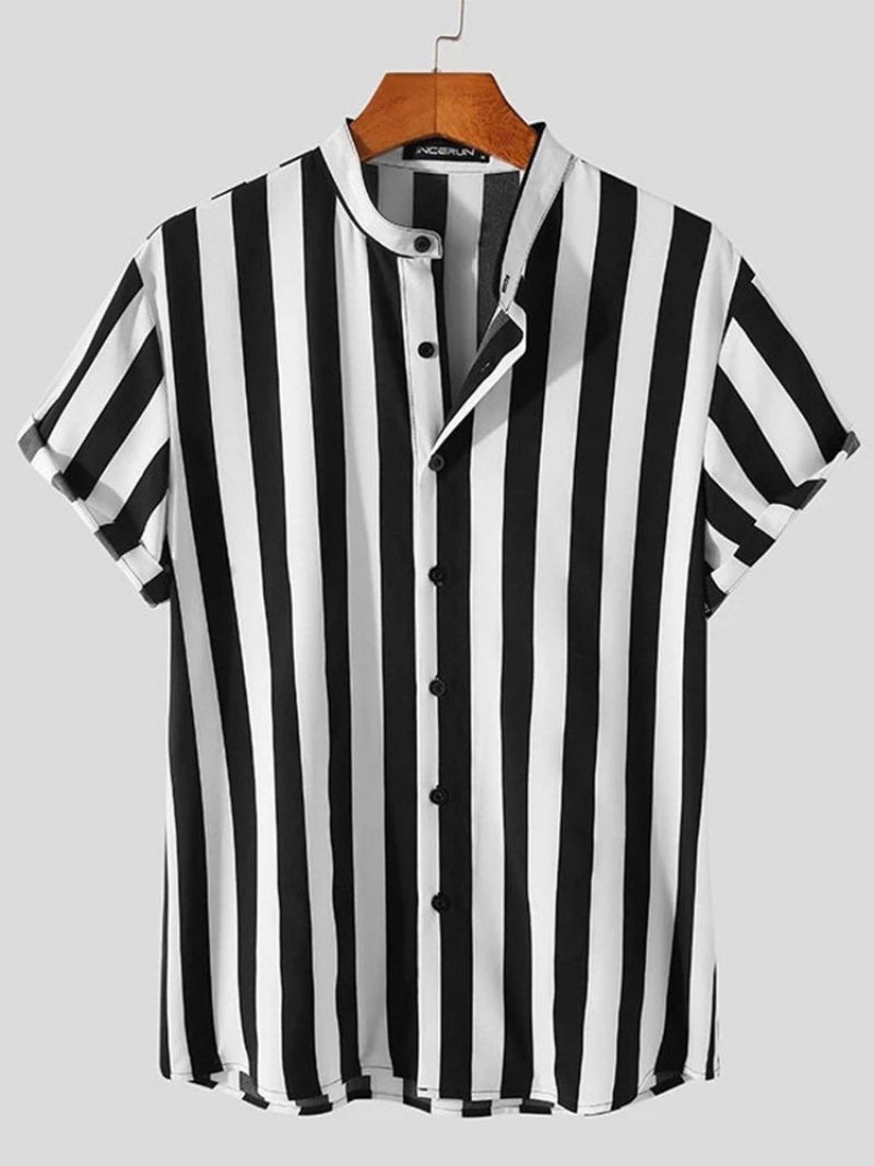 Button Casual Stripe Micro-Elastic Slim Herreskjorte