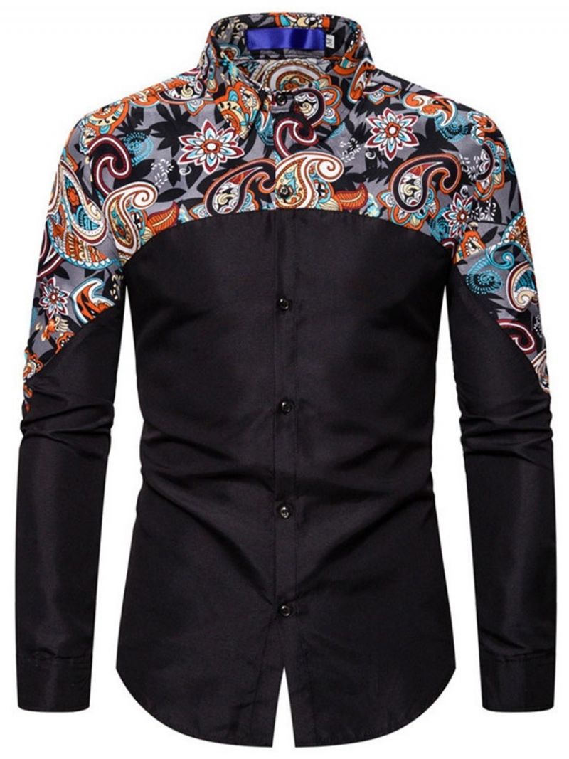 Button Floral Casual Single-Breasted Slim Shirt Til Mænd