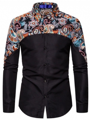 Button Floral Casual Single-Breasted Slim Shirt Til Mænd