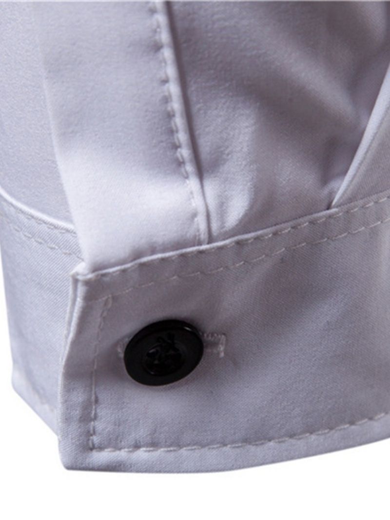 Button Lapel Plain Slim Spring Shirt