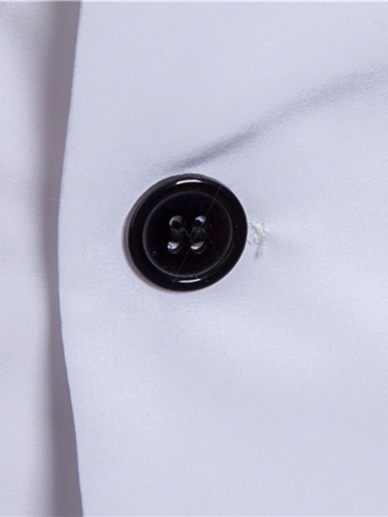 Button Lapel Plain Slim Spring Shirt