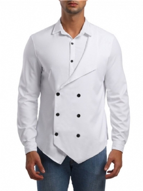 Button Lapel Plain Slim Spring Shirt