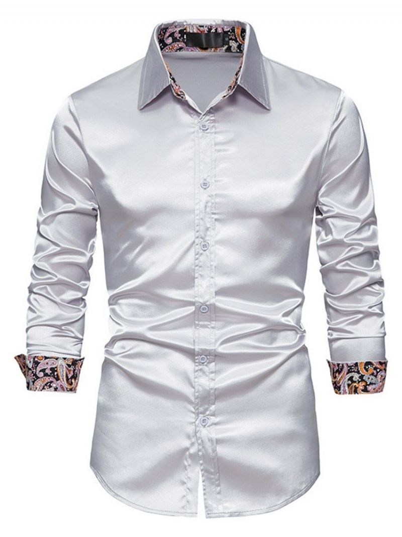 Button Lapel Plain Spring Slim Shirt