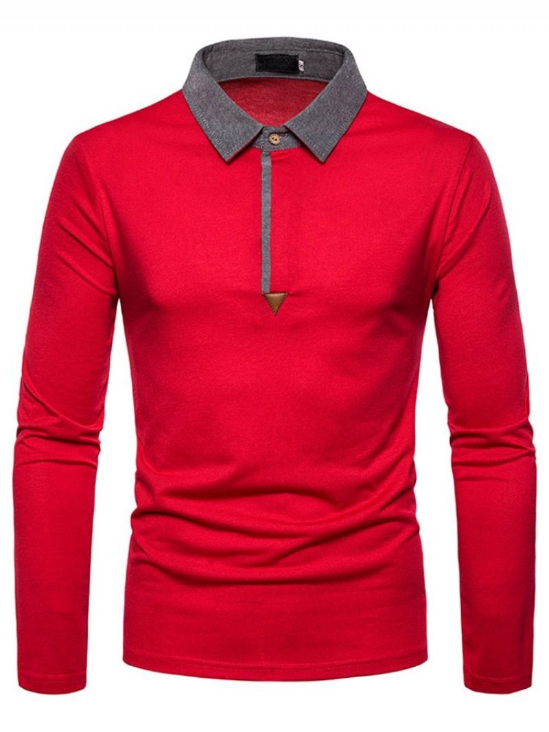 Casual Color Block Herre Poloshirt