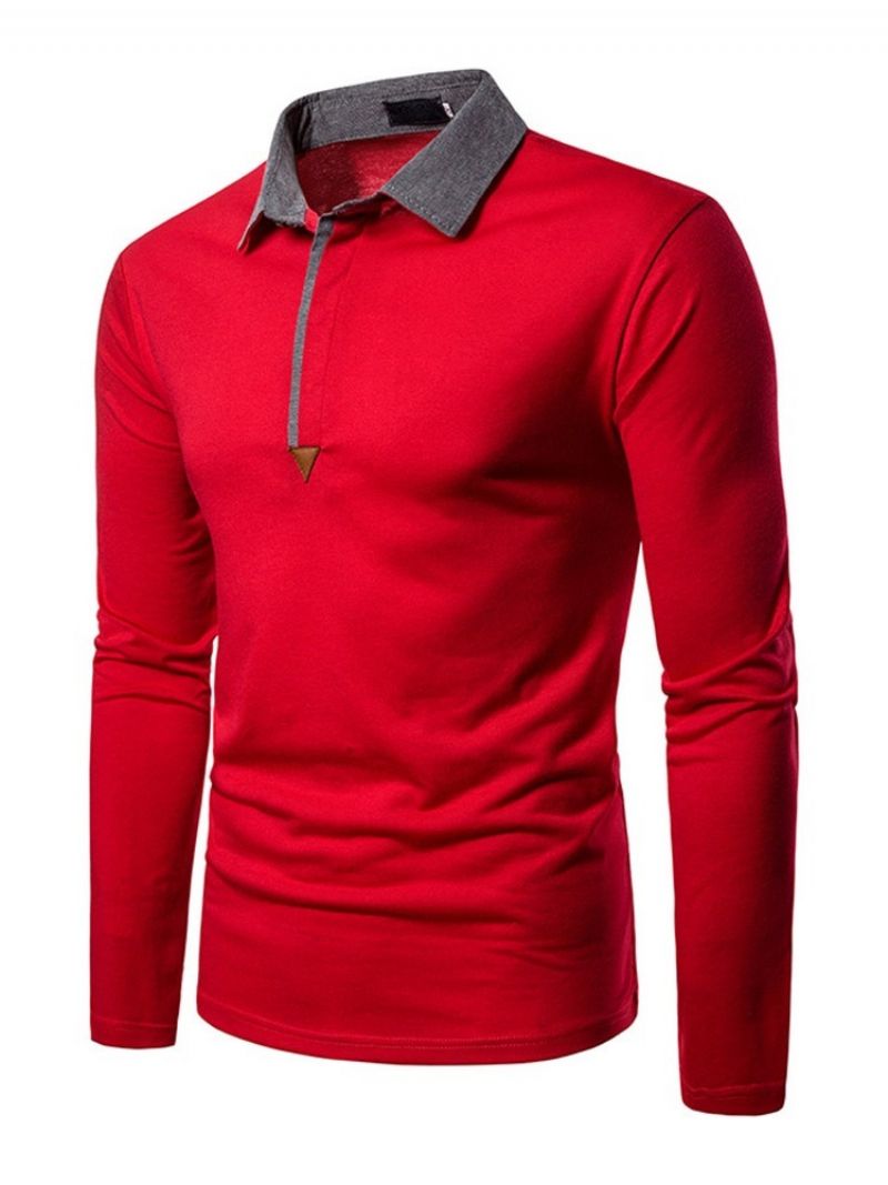 Casual Color Block Herre Poloshirt