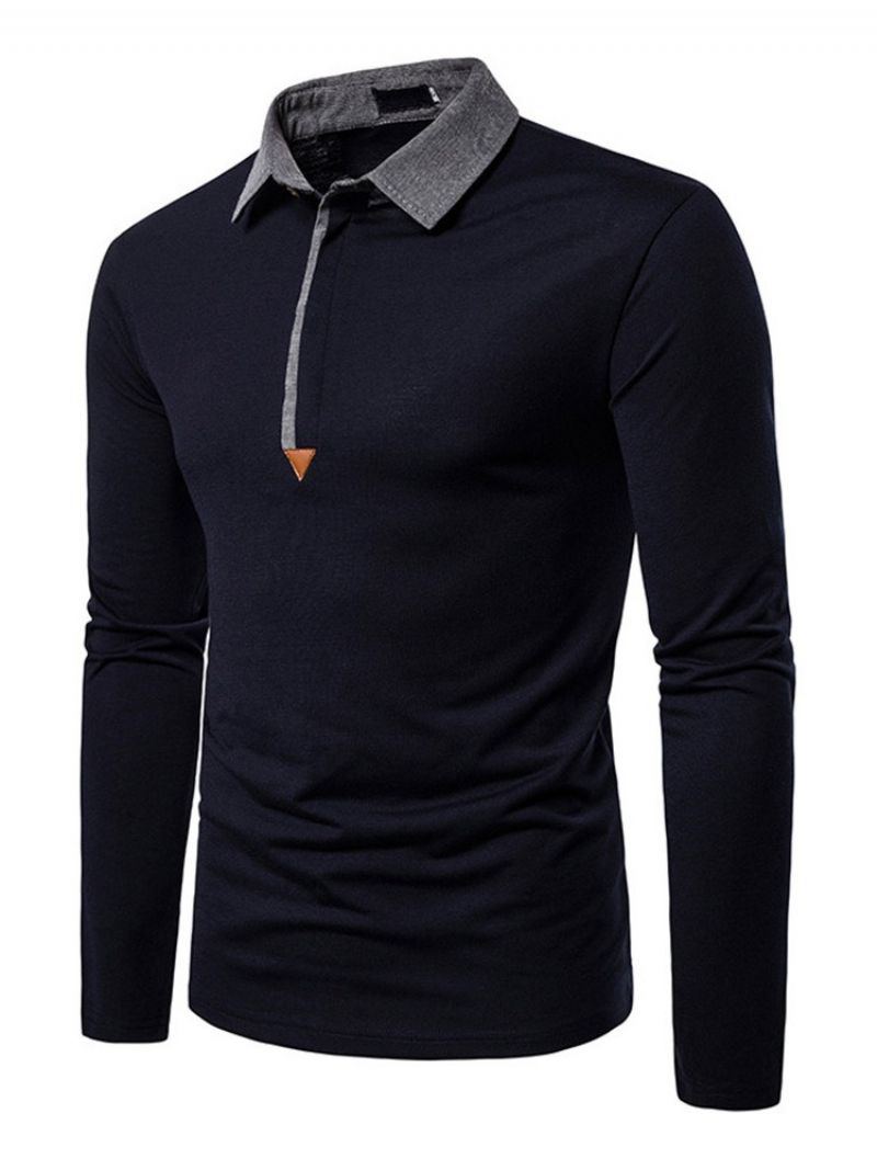 Casual Color Block Herre Poloshirt